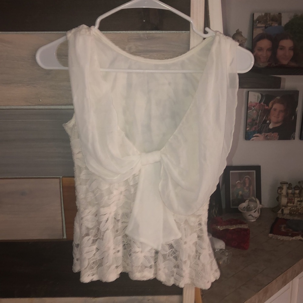 White Laced Top with bow in the back